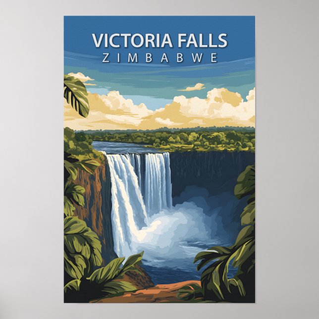 Beautiful Place Victoria Falls Zimbabwe Travel Poster (Front)
