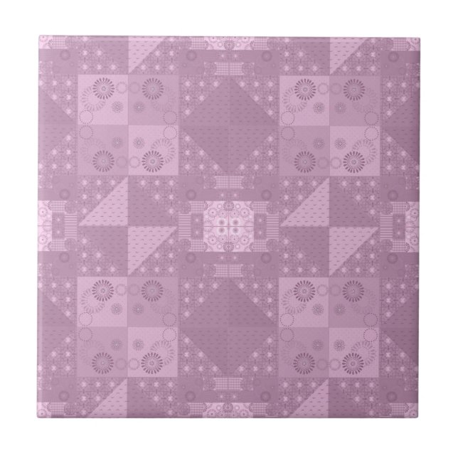 beautiful plain traditional lilac patchwork ceramic tile (Front)