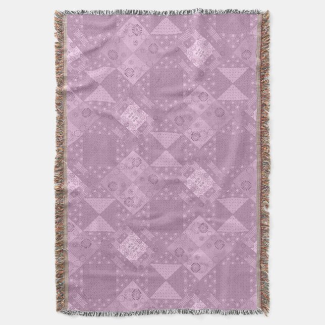 beautiful plain traditional lilac patchwork throw blanket (Front Vertical)