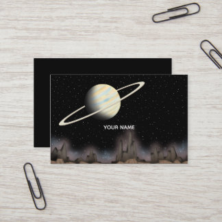 Beautiful planet standing in outer space. business card
