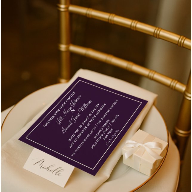 Beautiful Plum and Grey Wedding Invitation (Creator Uploaded)