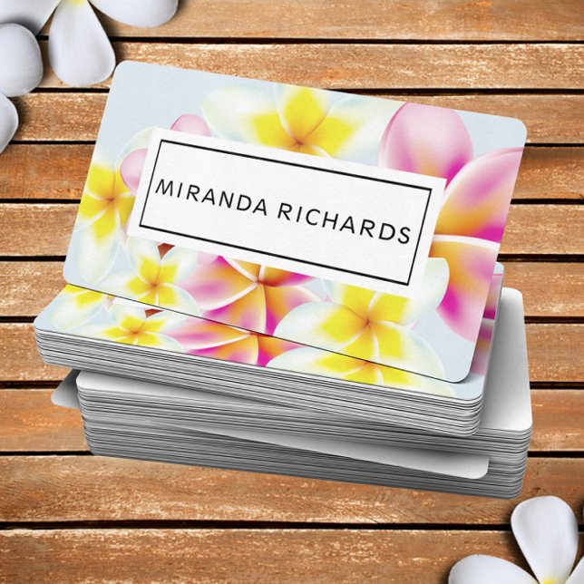 Beautiful Plumeria Flowers Tropical Accent Business Card (Creator Uploaded)