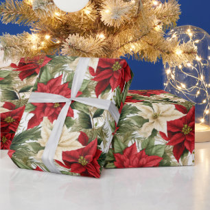 Beautiful Poinsettia Christmas Wrapping Paper