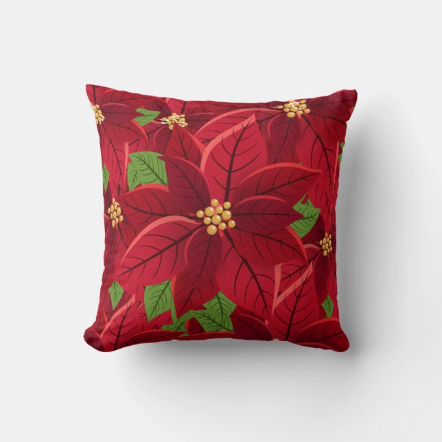 Beautiful Poinsettia Fleece Blanket  Cushion (Front)