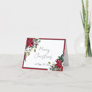 Beautiful poinsettia frame Christmas Holiday Card