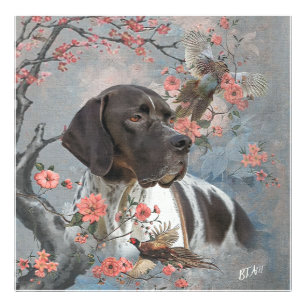 Beautiful pointer with pheasants    photo print