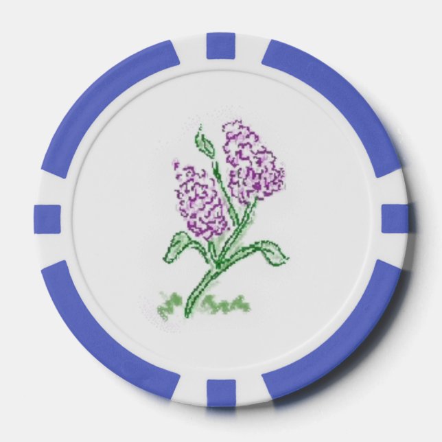 Beautiful Poker Chips With Lilac Art (Front)