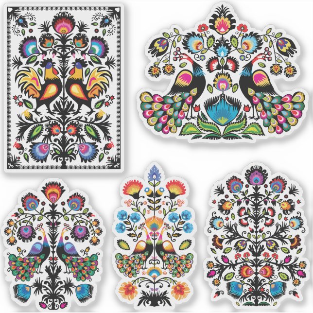 Beautiful polish folklore Wycinanki set of 5 (Front)