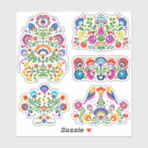Beautiful polish folklore Wycinanki set Sticker