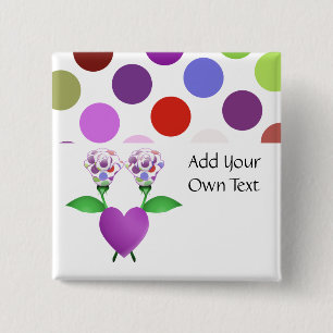 Beautiful Polka Dot Roses Customisable Button