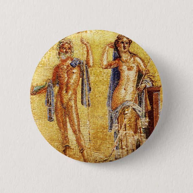 BEAUTIFUL Pompeii Mosaic 6 Cm Round Badge (Front)