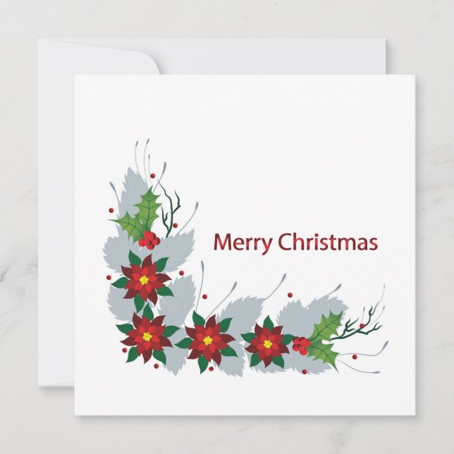 Beautiful Ponsettia Flowers Unique Design  Holiday Card (Front)