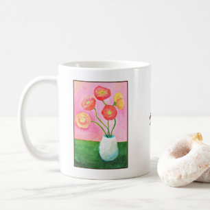 Beautiful Poppy Art Personalized with Name Floral Coffee Mug