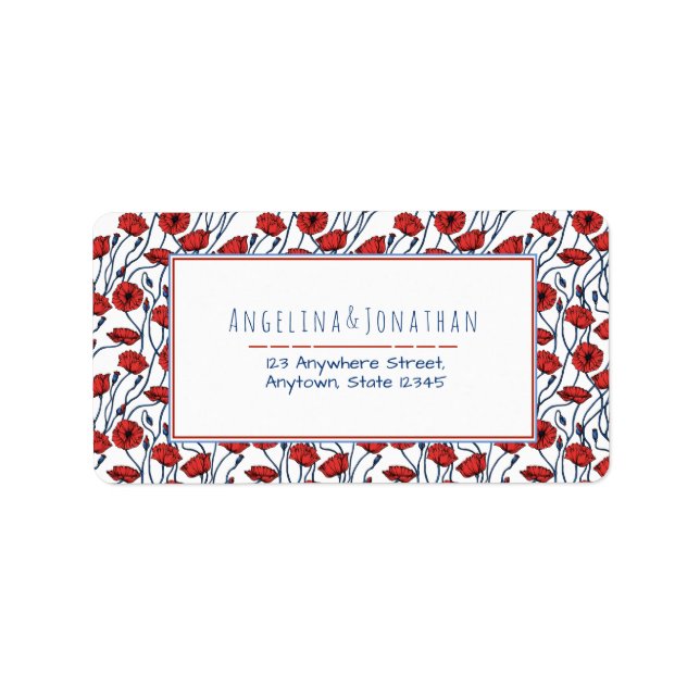 Beautiful Poppy Bouquet Pattern Label (Front)