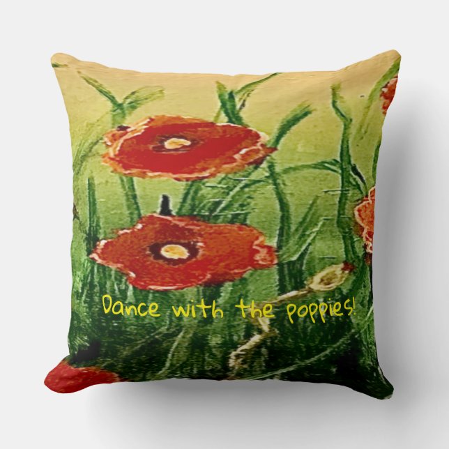 Beautiful Poppy Field  Cushion (Front)