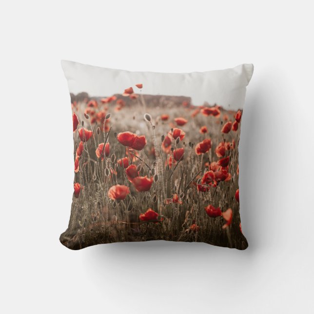 beautiful poppy flowers cushion (Front)