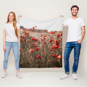beautiful poppy flowers fleece blanket