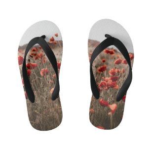 beautiful poppy flowers kid's thongs