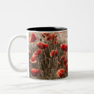 beautiful poppy flowers Two-Tone coffee mug