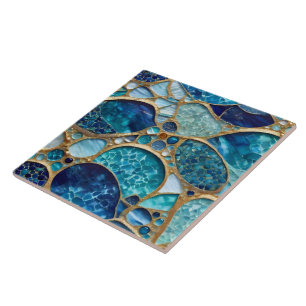 Beautiful Popular Ocean Blue Gold Collection Ceramic Tile