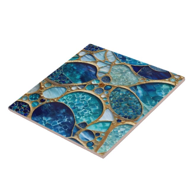 Beautiful Popular Ocean Blue Gold Collection Ceramic Tile (Side)