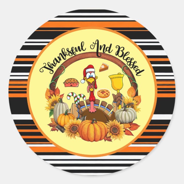 Beautiful Popular Thanksgiving Autumn Collection Classic Round Sticker (Front)