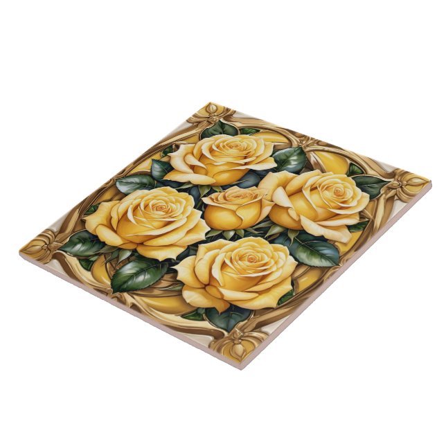 Beautiful Popular Yellow Rose Collection Ceramic Tile (Side)