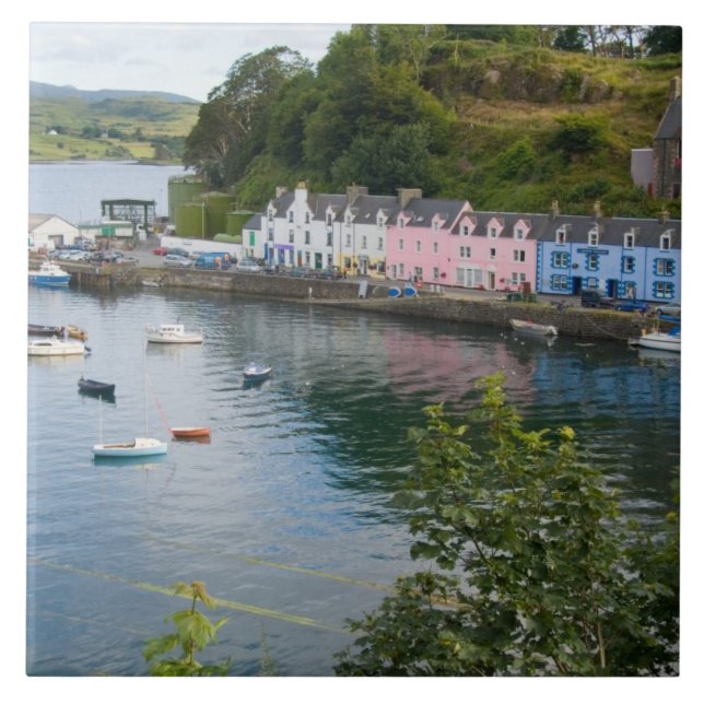 Beautiful port and sailboats with reflections in 2 ceramic tile (Front)