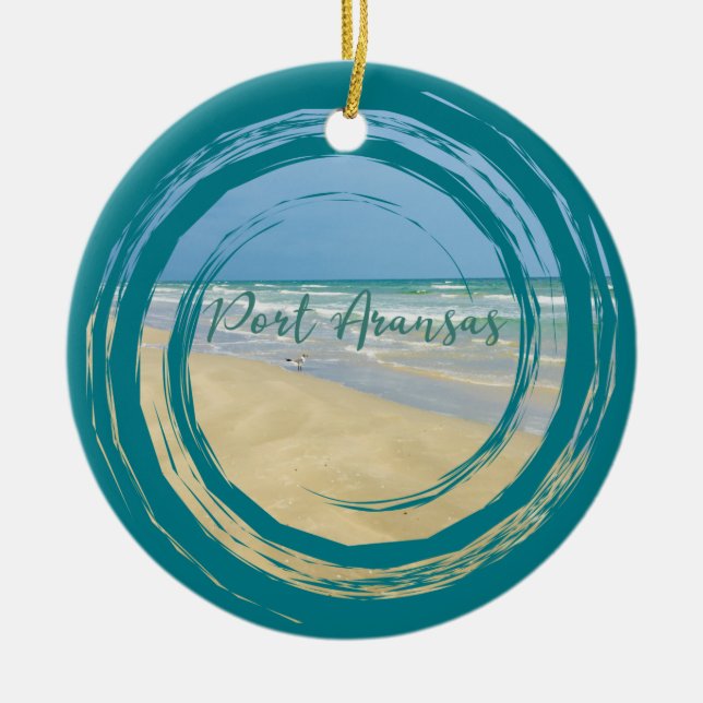 Beautiful Port Aransas Texas Beach Ceramic Ornament (Front)