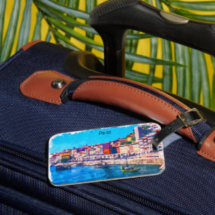 Beautiful Porto Portugal Panorama View Watercolor Luggage Tag