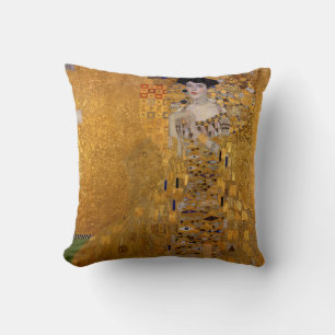 Beautiful portrait of a lady by Gustav Klimt,Deco Cushion