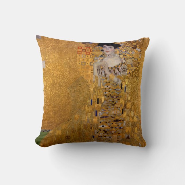 Beautiful portrait of a lady by Gustav Klimt,Deco Cushion (Front)