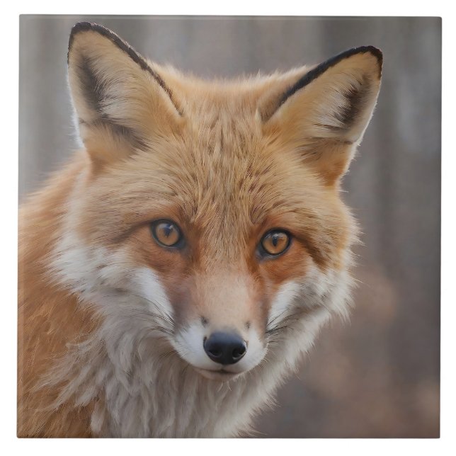Beautiful Portrait of Red Fox in Wilderness  Ceramic Tile (Front)