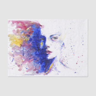 Beautiful Portrait Painting of a Women Abstract Tissue Paper