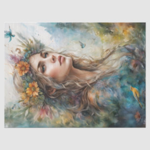 Beautiful Portrait Woman Decoupage Furniture Tissue Paper