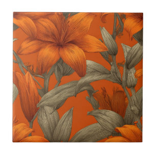 Beautiful Portuguese Lilies Tiles For Bathroom