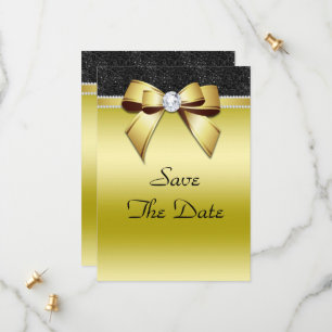 Beautiful Posh Gold & Black Jewel Birthday Save The Date