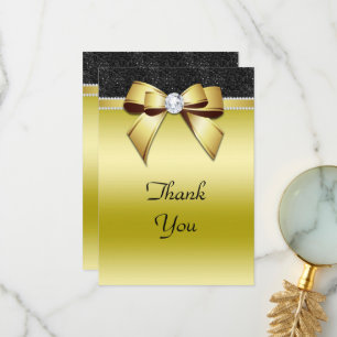 Beautiful Posh Gold & Black Jewel Birthday Thank You Card