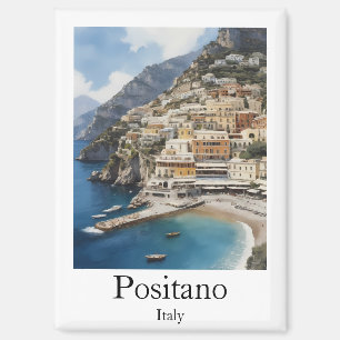 Beautiful Positano Italy Scenery Painting Magnet