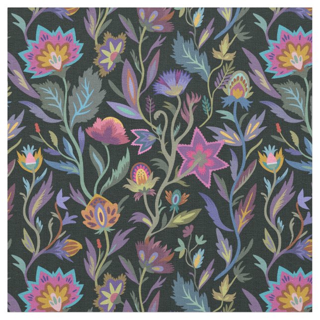 Beautiful practical black and purple Victorian Fabric (Close Up)
