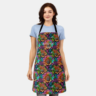 Beautiful Pride Rainbow Floral Customisable text Apron