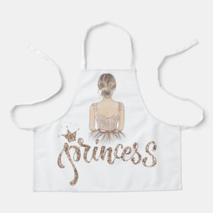 Beautiful Princess Illustration with Glitter Apron