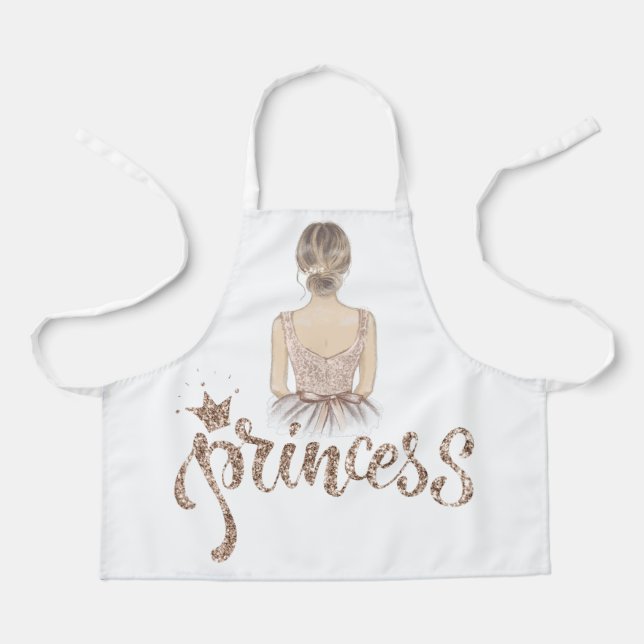Beautiful Princess Illustration with Glitter Apron (Front)