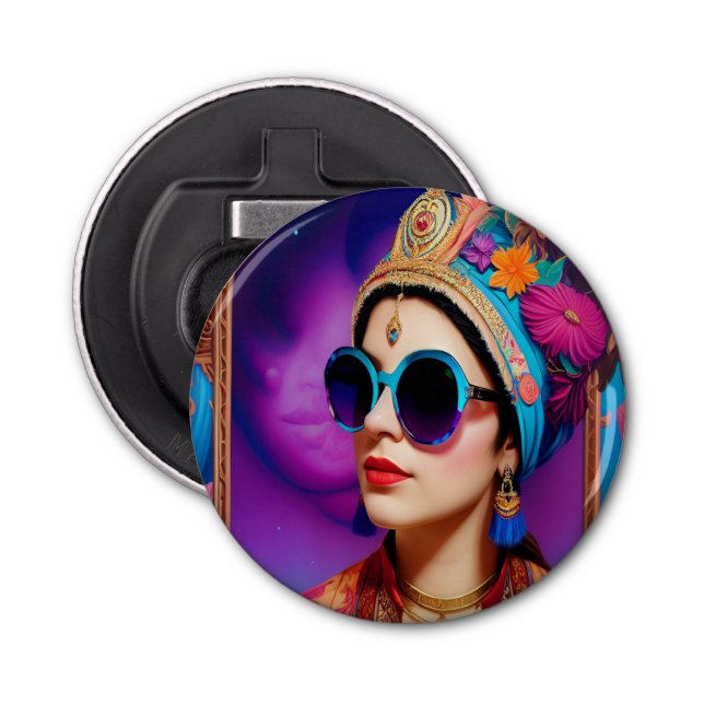 Beautiful princess with sunglasses bottle opener (Front)