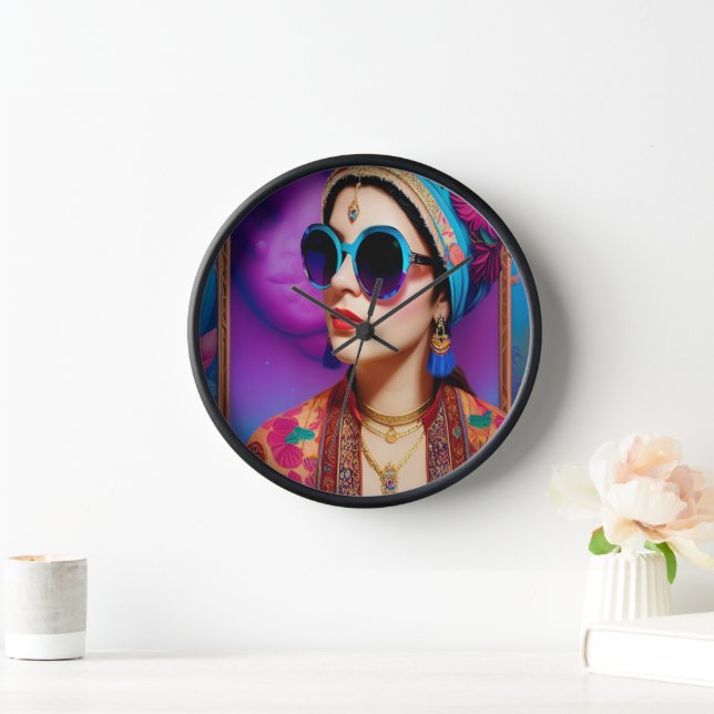 Beautiful princess with sunglasses clock (Home)