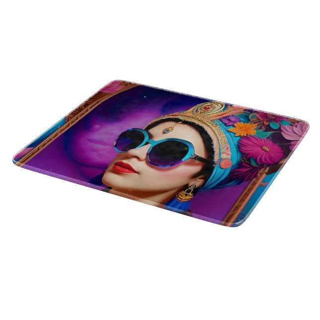 Beautiful princess with sunglasses cutting board (Corner)