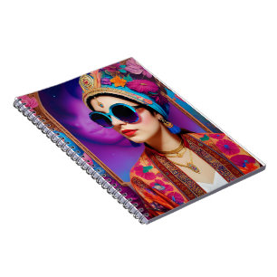 Beautiful princess with sunglasses notebook