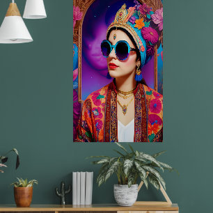 Beautiful princess with sunglasses poster