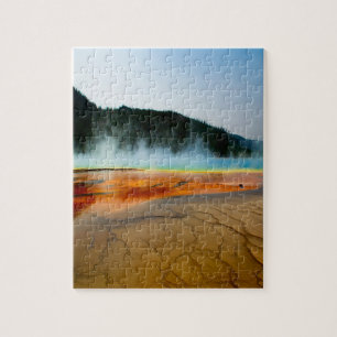 Beautiful prismatic lake and steam in Yellowstone Jigsaw Puzzle