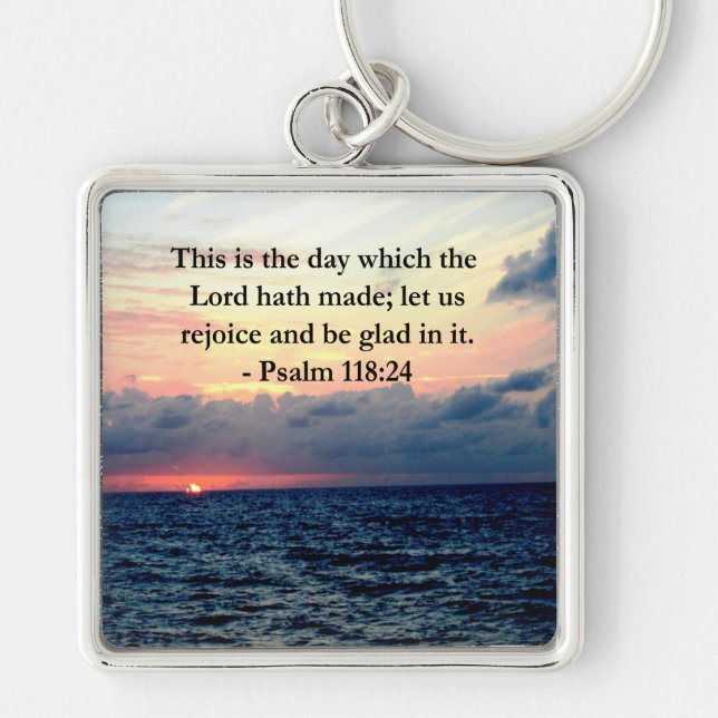 BEAUTIFUL PSALM 118:24 SUNRISE OVER THE OCEAN KEY RING (Front)